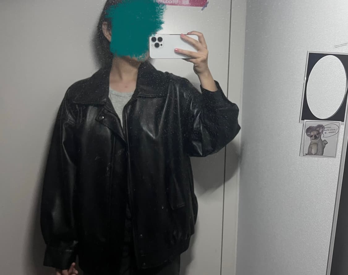 465-1 비건 레더 오버핏 자켓 / 레이디볼륨 상품이미지6