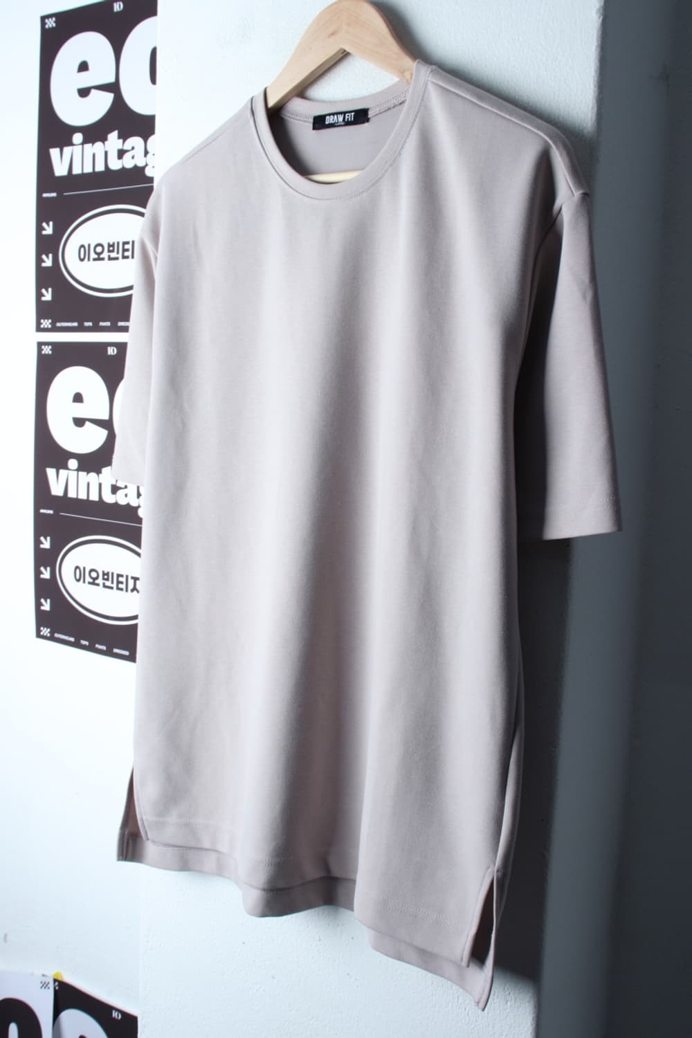 (L-2XL) 드로우핏 반팔 티셔츠 샌드 무지 놈코어-H32738 상품이미지1