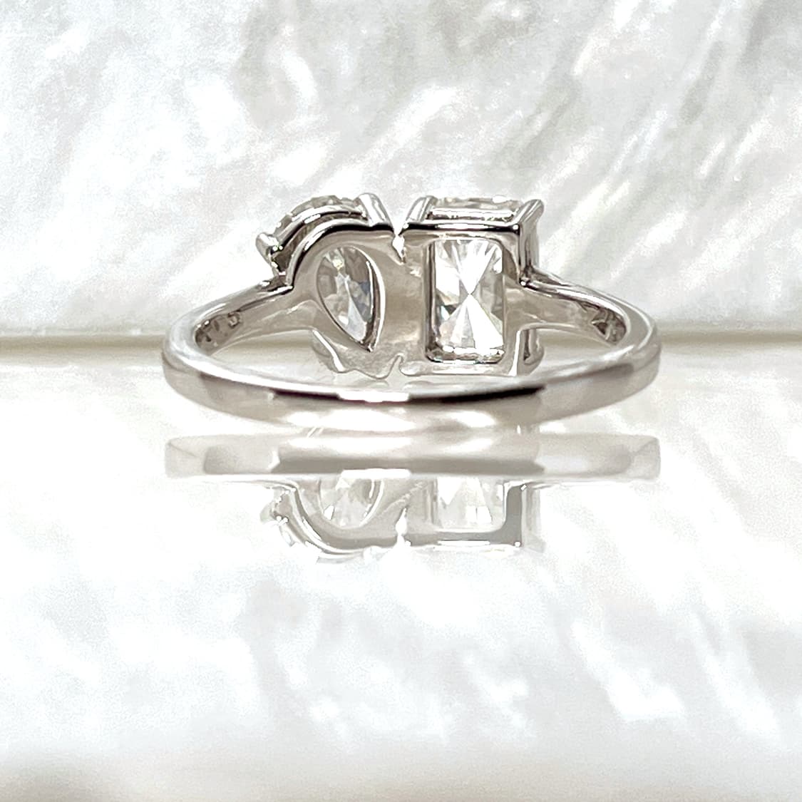 *새상품* 모이사나이트 페어 앤 에머랄드 컷 트윈스 은반지 상품이미지4