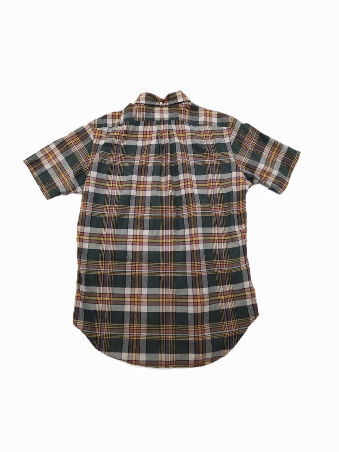 [M] 90s 폴로 랄프로렌 그린/머스타드 클래식 핏 체크 반팔 셔츠 상품이미지2