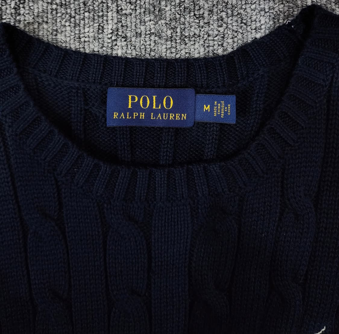 폴로 랄프로렌 화이트 포니 케이블 꽈배기 니트 네이비 M 상품이미지4