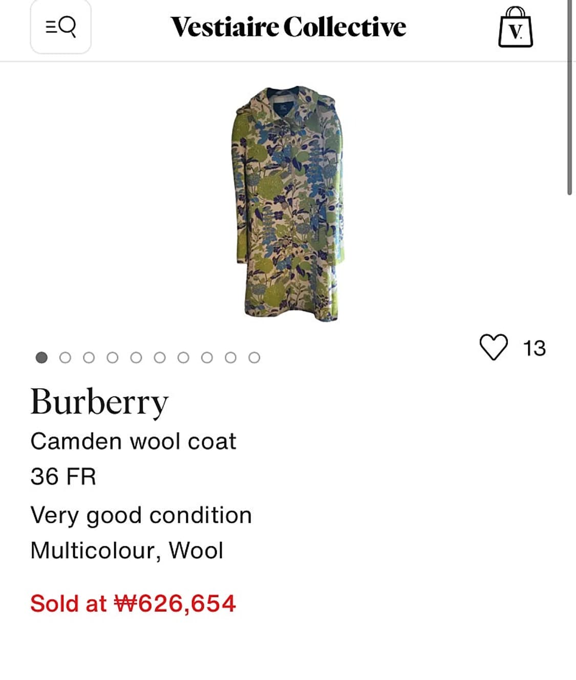 여) 버버리 이태리 플로럴 코트 상품이미지10