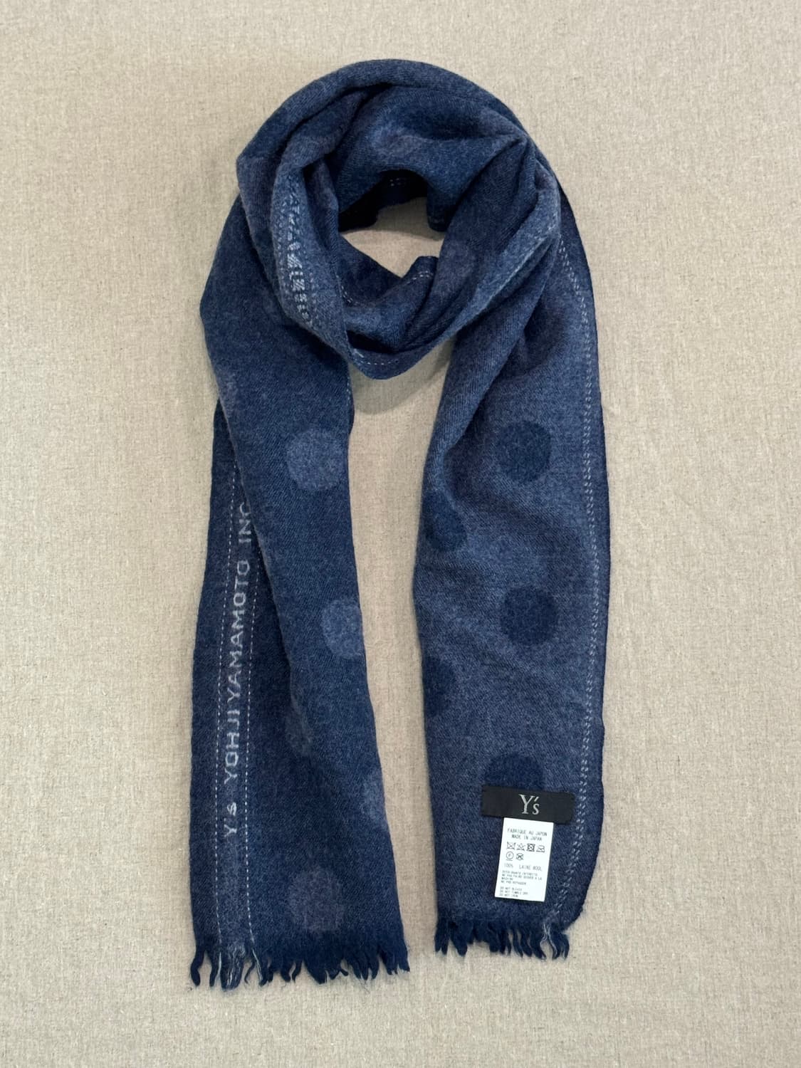 요지야마모토 네이비 도트 울 머플러 상품이미지1