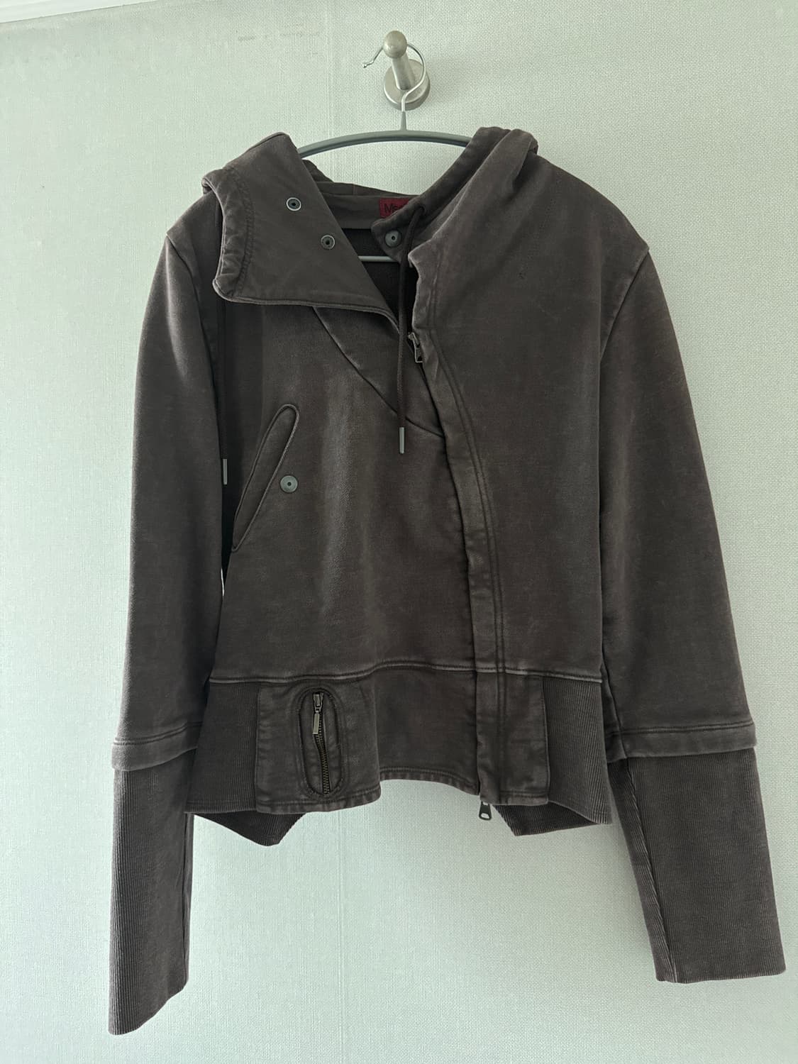 ASYMMETRIC HOODIE ZIP-UP_PURPLE BROWN M 상품이미지1