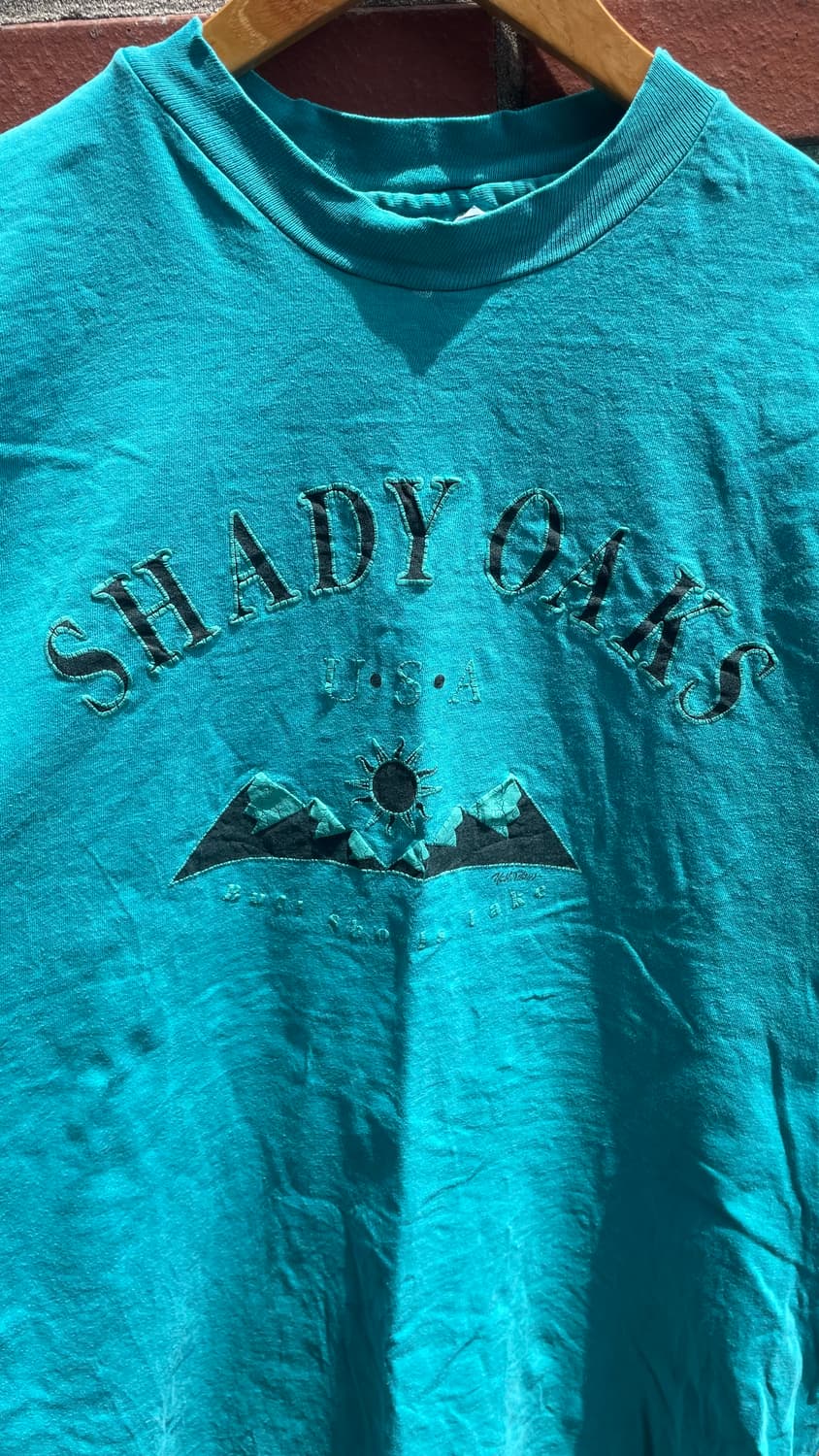 [90s USA] 헤인즈 Shady Oaks 반팔 티셔츠 에메랄드 상품이미지2