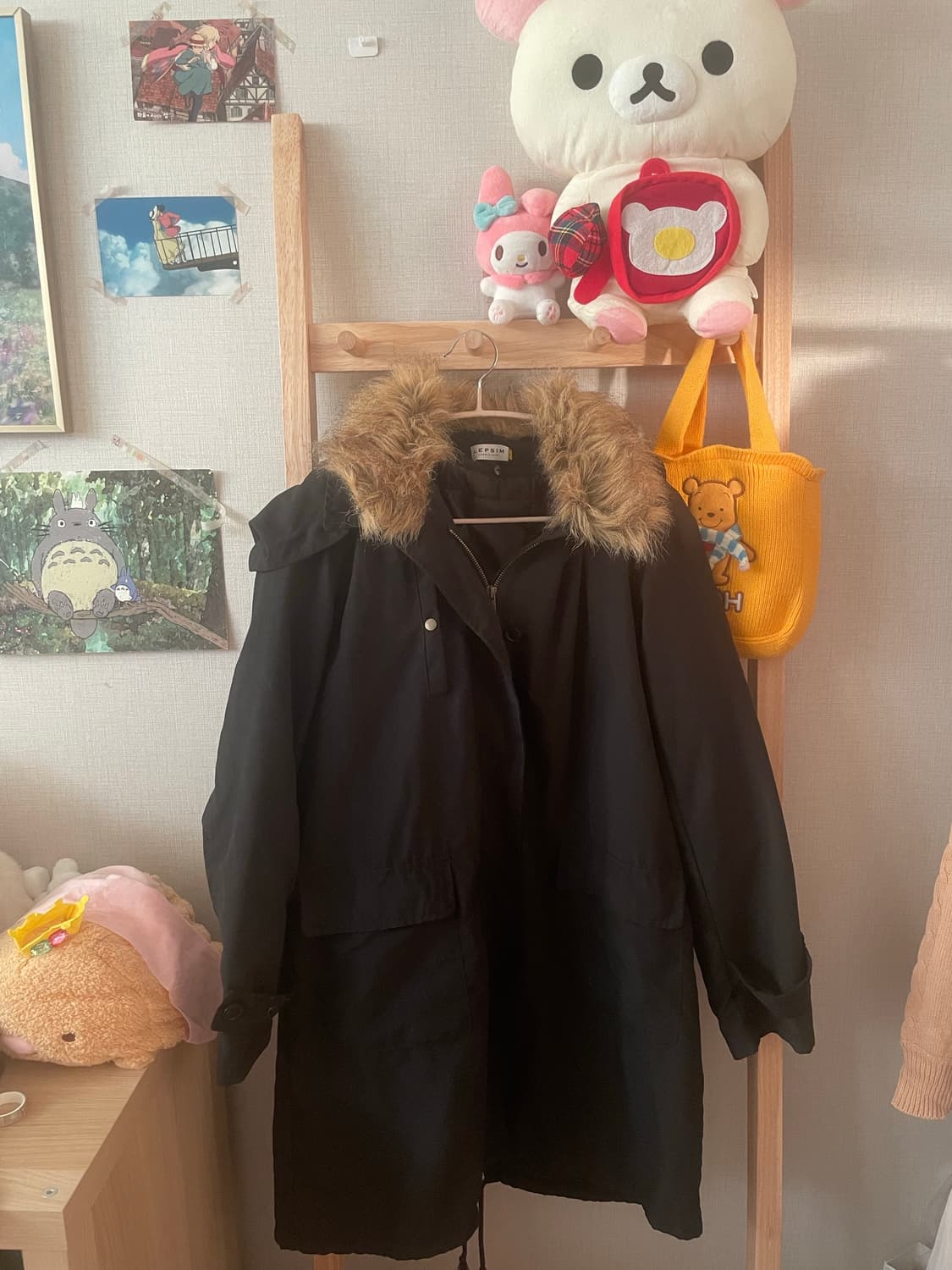 빈티지 퍼 카라 솔리드 야상 점퍼 상품이미지1