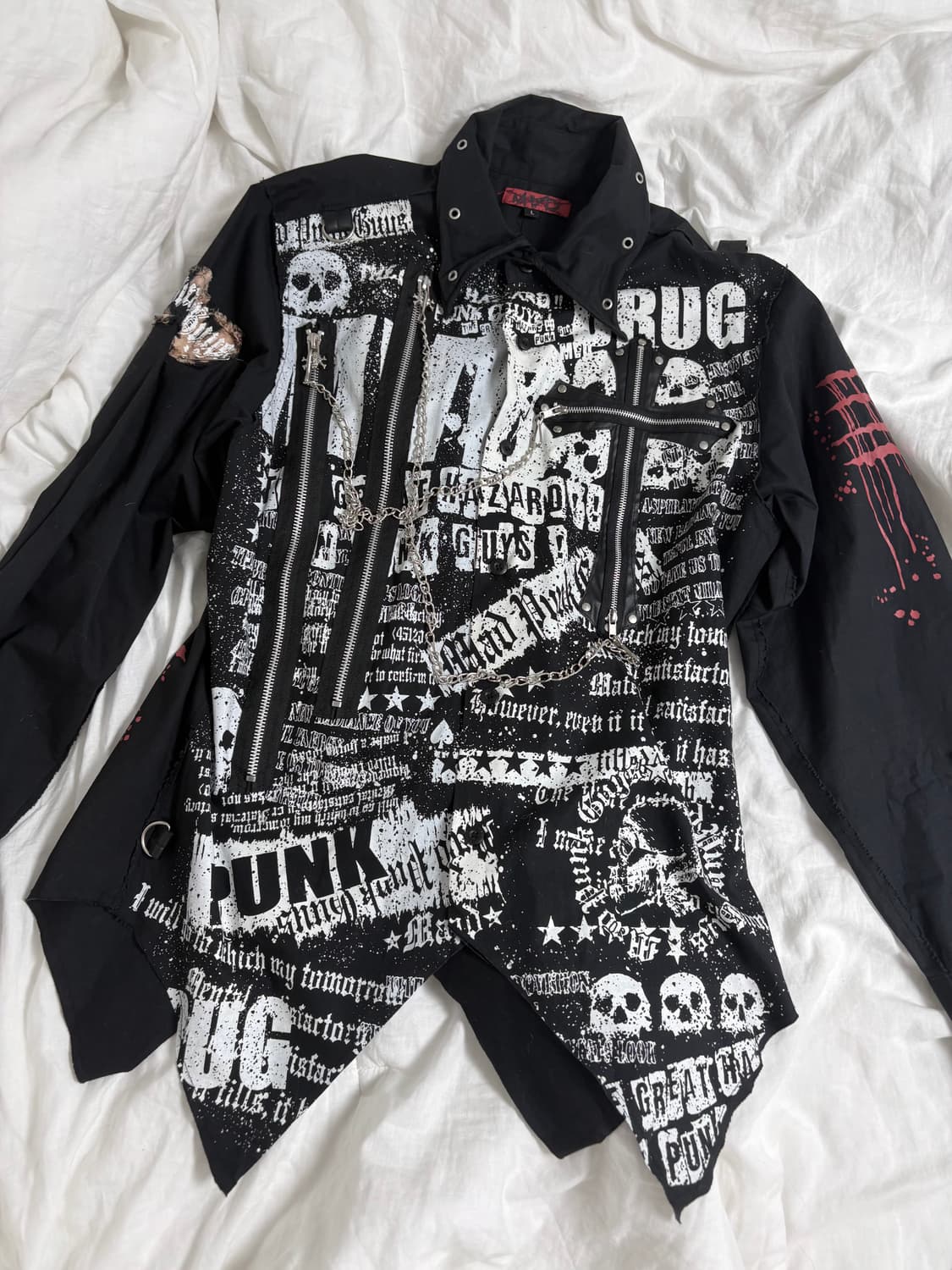 Mad Punks 매드펑크 십자가 체인 프린팅 셔츠 상품이미지1