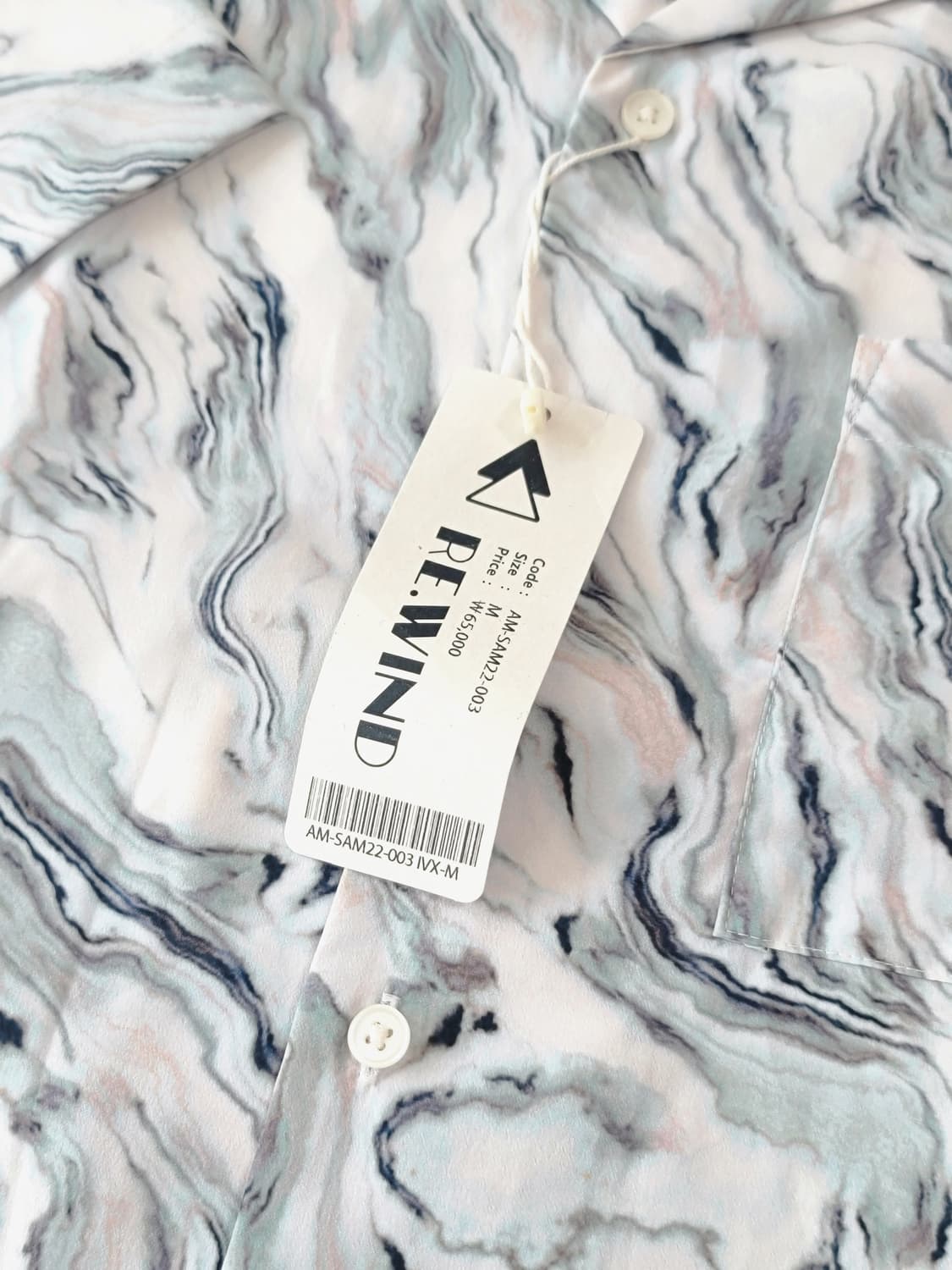 REWIND 리와인드 마블 패턴 셔츠 새상품 상품이미지7