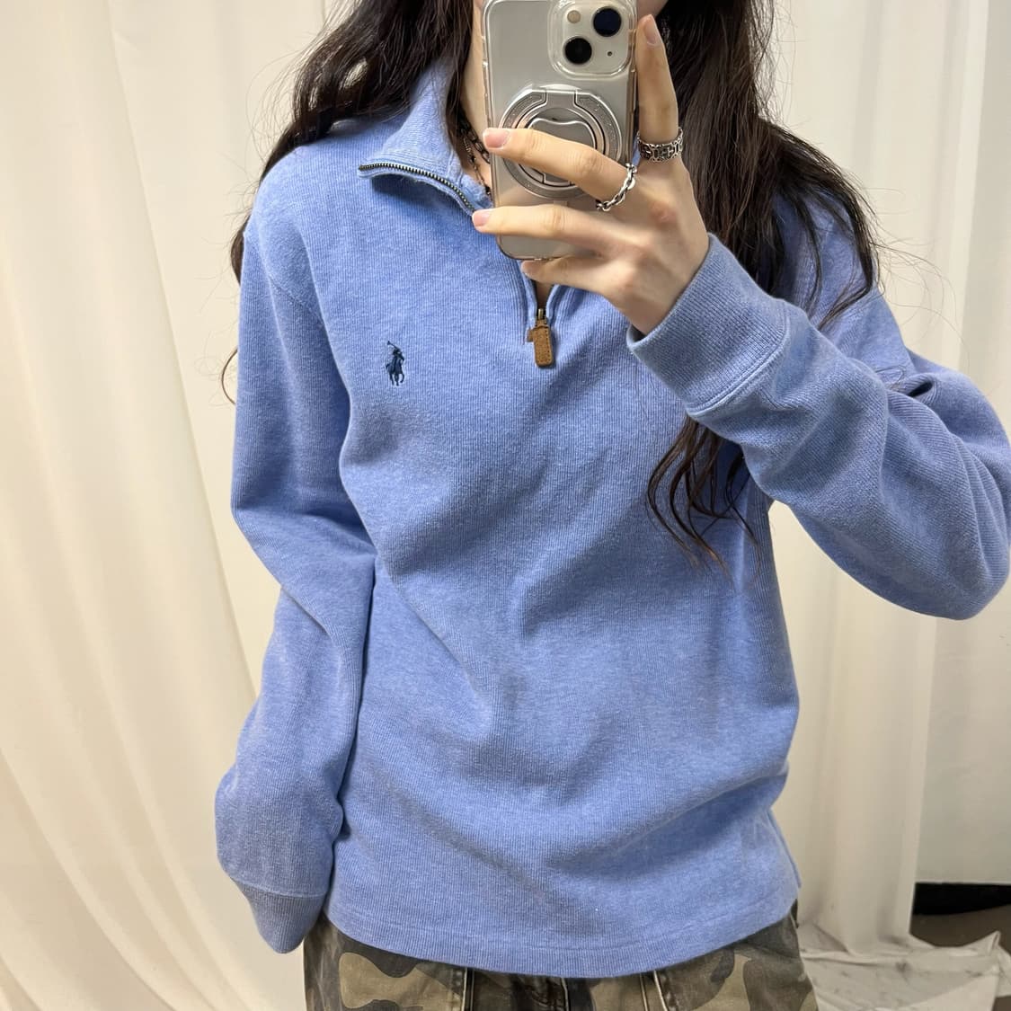 Polo Lavender Half-zip Knit 상품이미지3