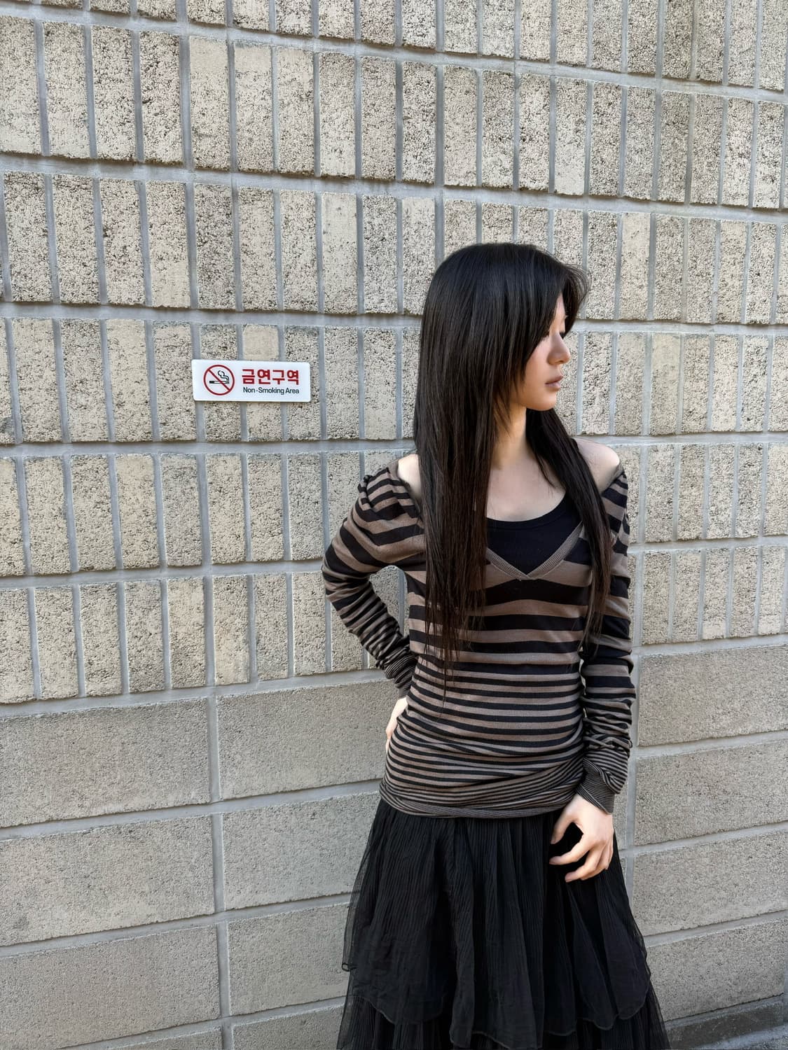 띠어리 스트라이프 오프숄더 롱 슬리브 상품이미지8