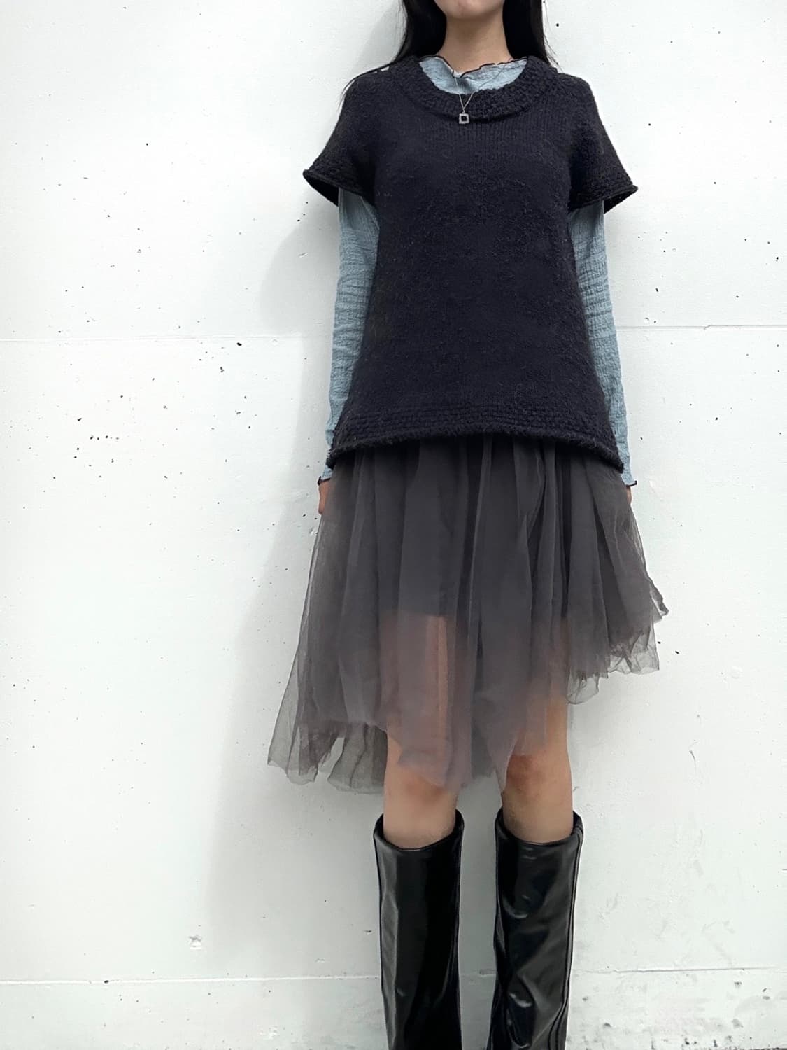 GRL frill sha long skirt / charcoal 상품이미지5