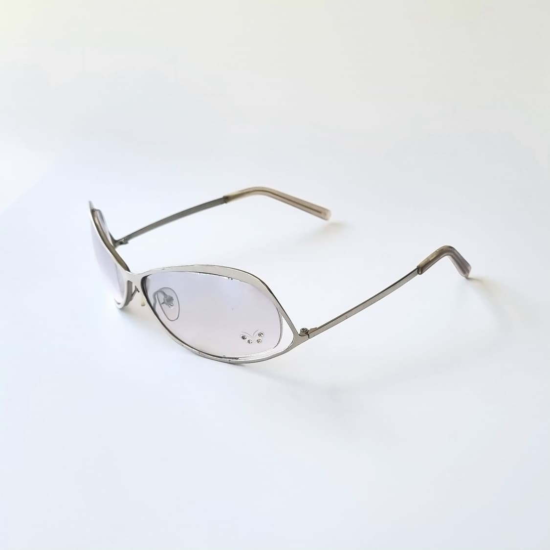 데드스탁 큐빅 디테일 실버 메탈 오벌 선글라스 상품이미지2