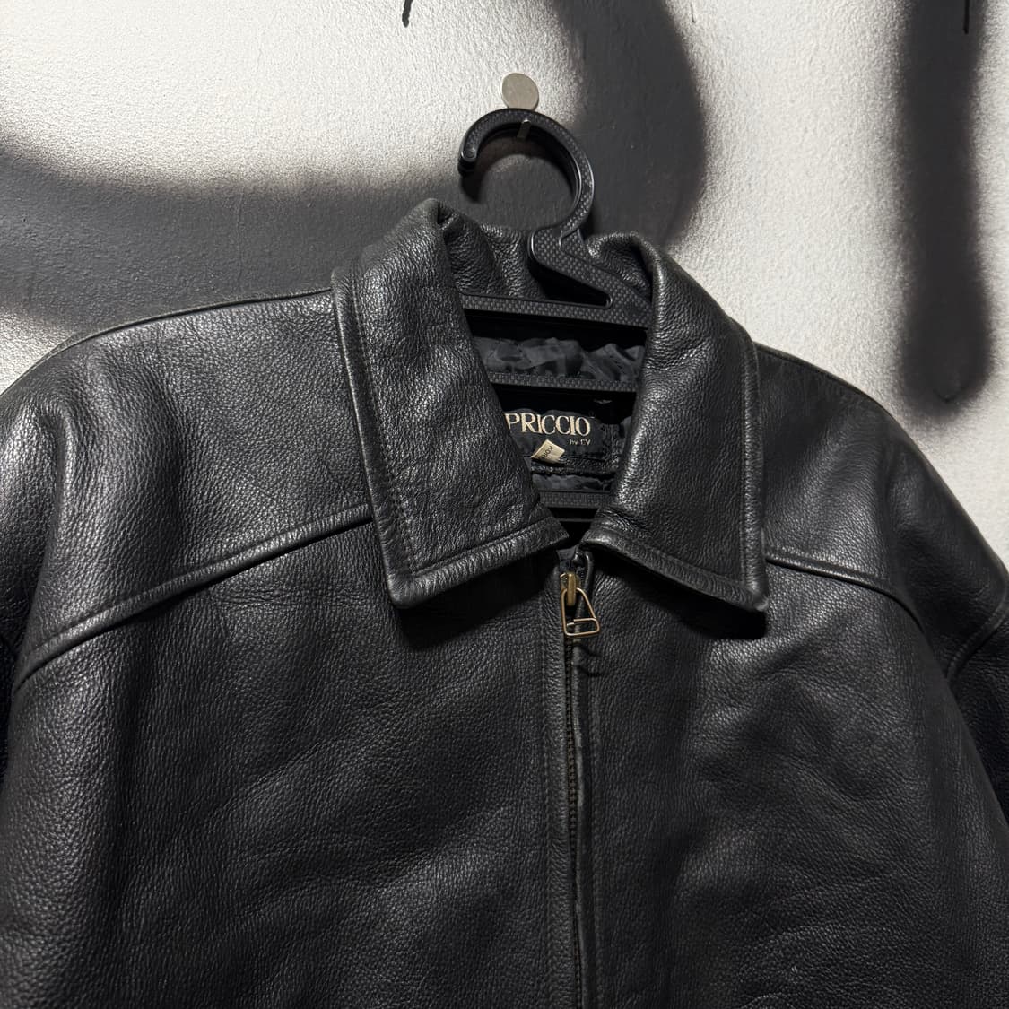 VTG 빈티지 빅사이즈 100% 카우하이드 퀼팅 싱글 집업 소가죽 자켓 상품이미지3