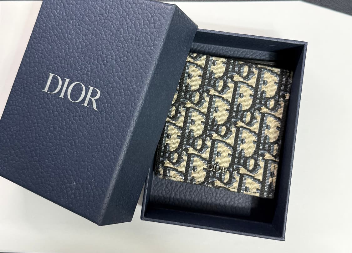 디올 컴팩트 코인 지갑 베이지 & 블랙 디올 오블리크 자카드 상품이미지3