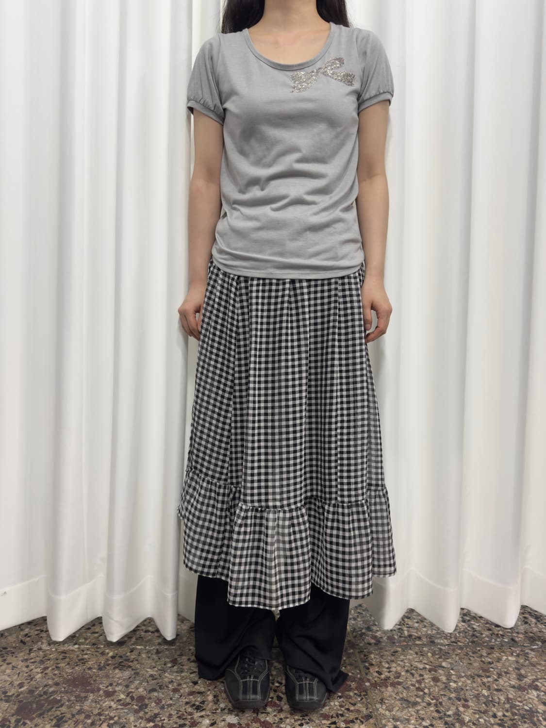 lowrys farm check seethrough skirt 상품이미지3