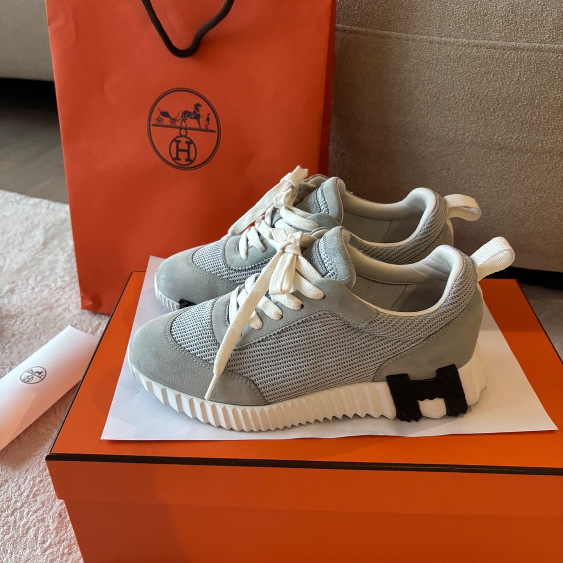 에르메스 바운싱 메쉬 파스텔하늘색 (그리 뉘아주 컬러) 상품이미지2