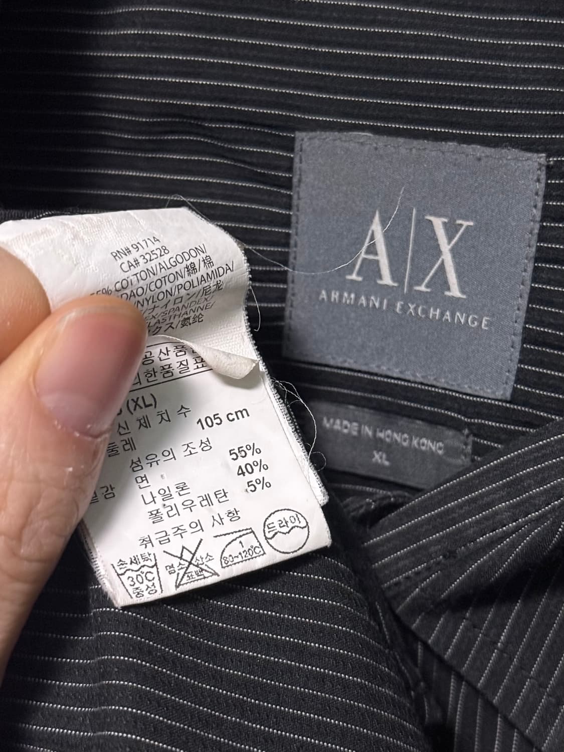 아르마니 익스체인지 핀 스트라이프 락시크 고스 펑크 XL 105 셔츠 상품이미지7