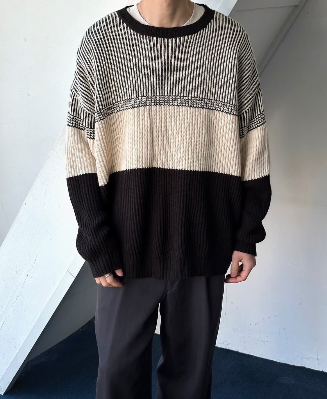 Panel design rib wide knit P/O 상품이미지8