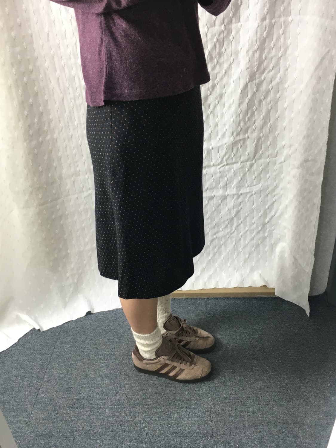 블랙 도트 울 미디 스커트 상품이미지5