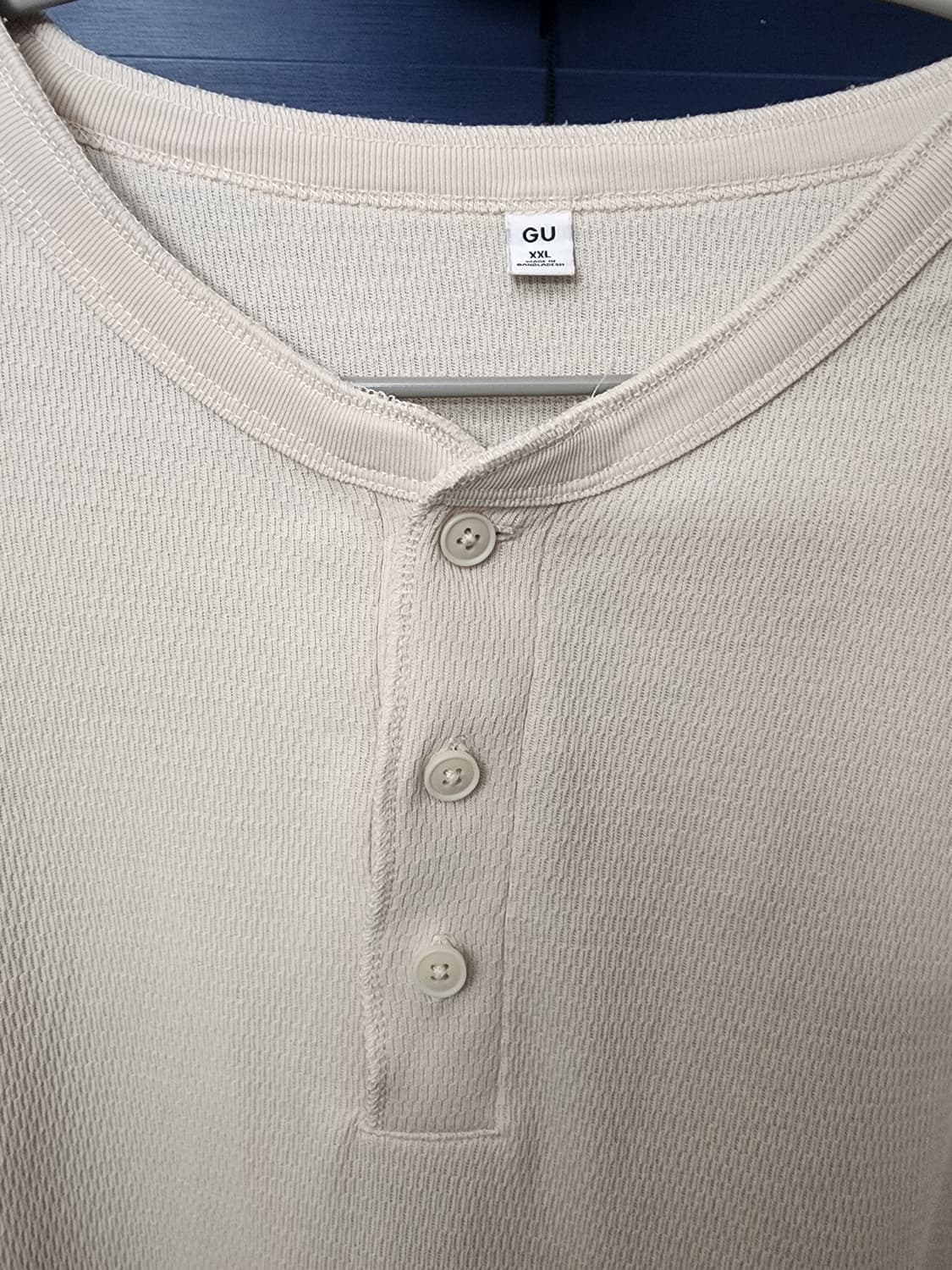 GU 와플 헨리넥 XXL 베이지 상품이미지3