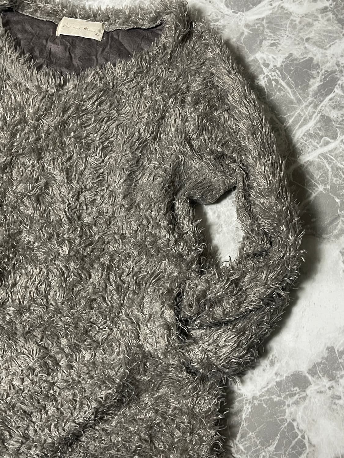 (Japanese vintage)fur round pocket knit 상품이미지3