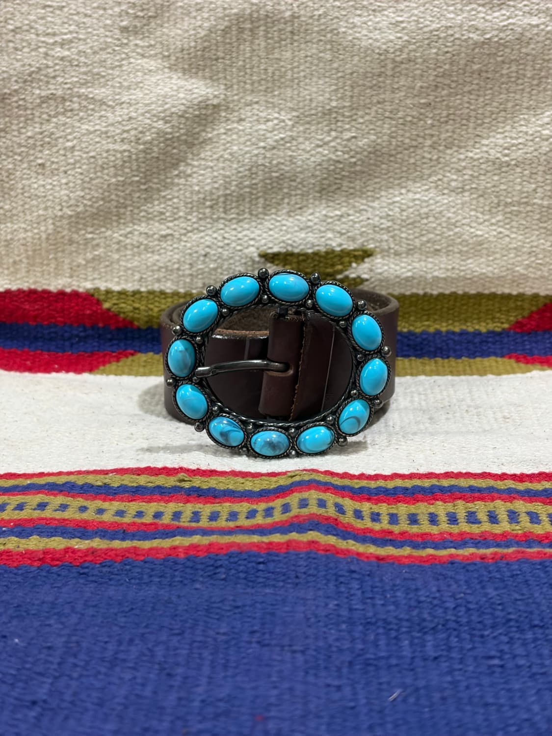 Western terquiose leather belt 웨스턴 콘쵸 벨트 상품이미지1