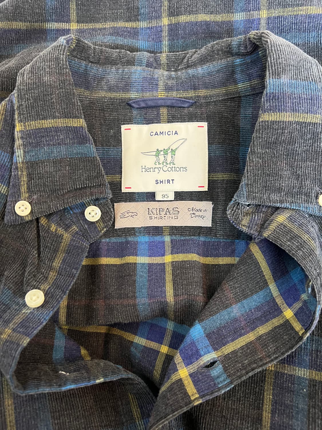 헨리코튼 여성 네이비체크 코듀로이 코튼긴팔셔츠 상품이미지5