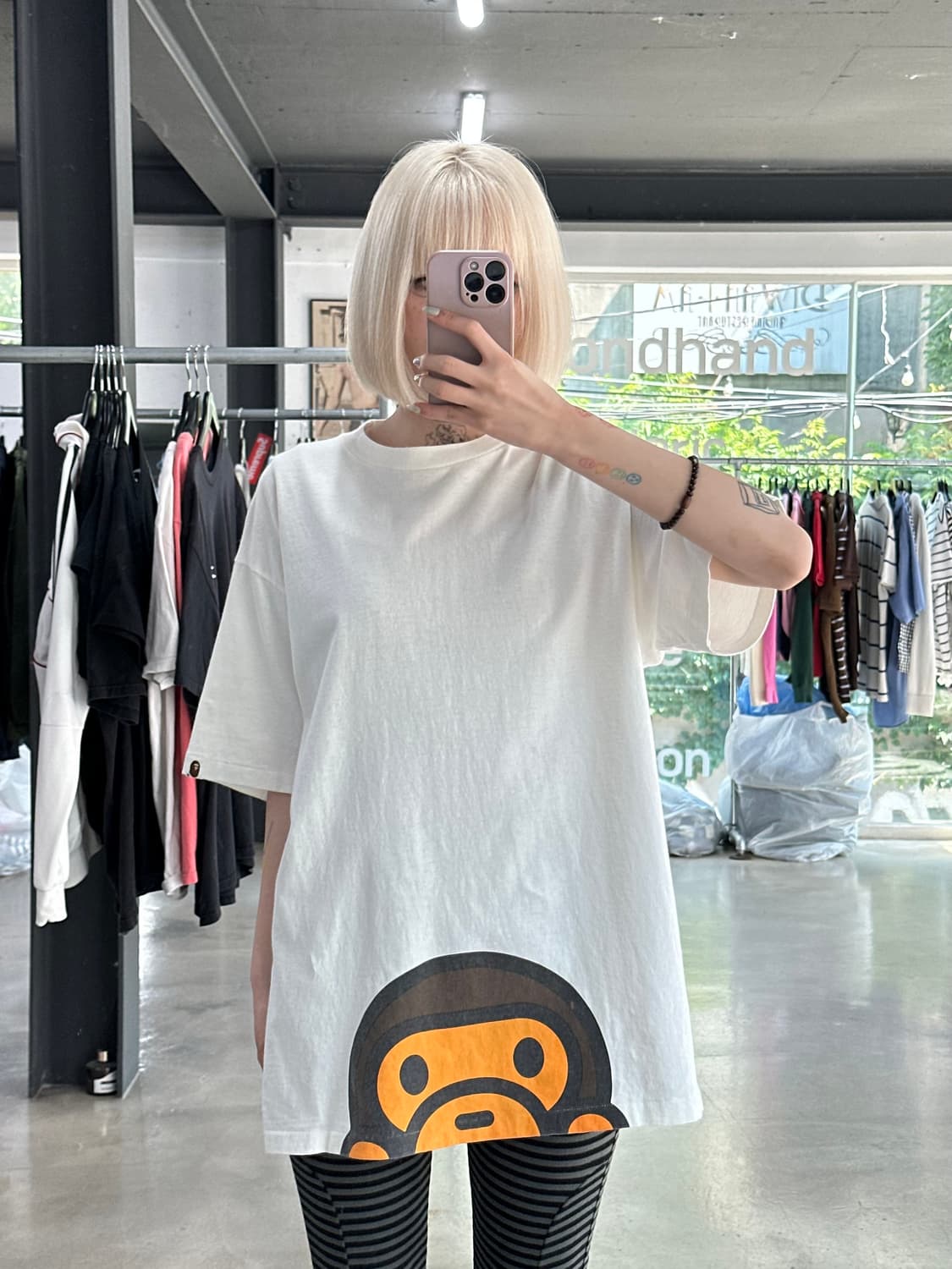베이프 베이비 마일로 피킹 화이트 오버핏 반팔 티셔츠 상품이미지2