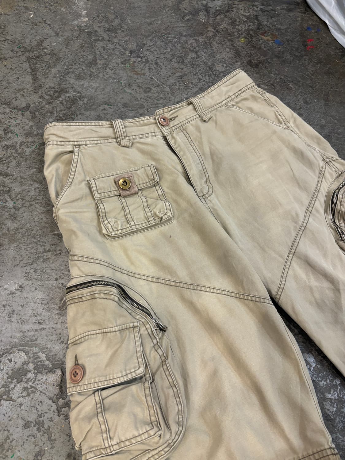 빈티지 카키 멀티포켓 카고 반바지 상품이미지9