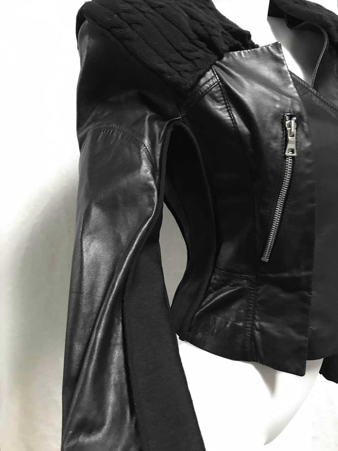 빈티지 아카이브 니트 레이어드 레더 자켓 상품이미지5