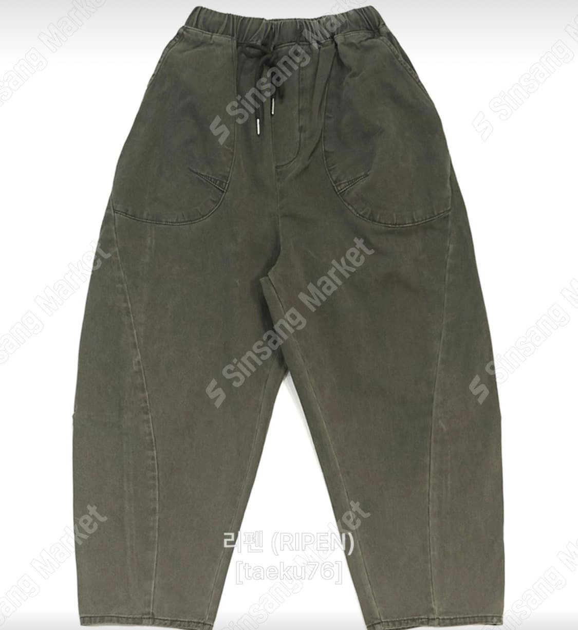 [새상품] 벌룬 와이드 팬츠 바지 진청 카키 상품이미지3