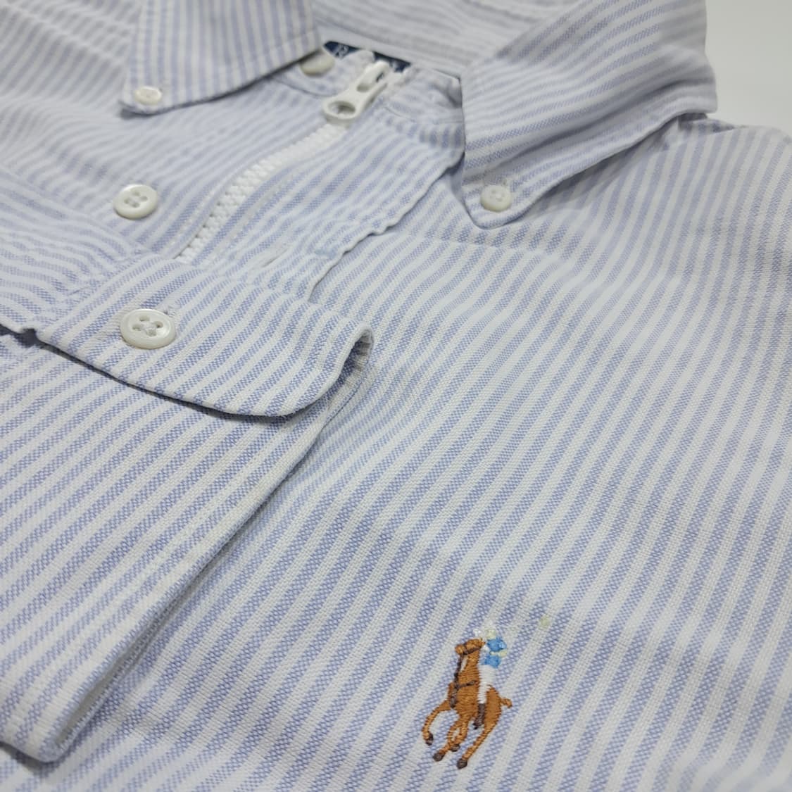CK068 FREE 폴로 90s 리메이크 클래식 블루 스트라이프 크롭  상품이미지4