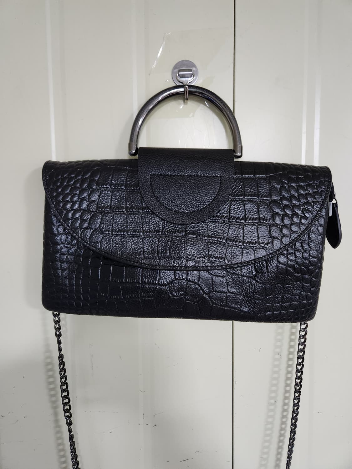 지센 블랙 악어 패턴 핸드백 상품이미지9