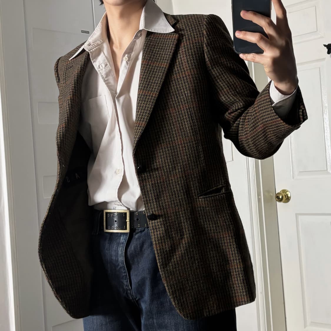 00s 닥스 체크 블레이저 울100% 포엣코어 상품이미지1