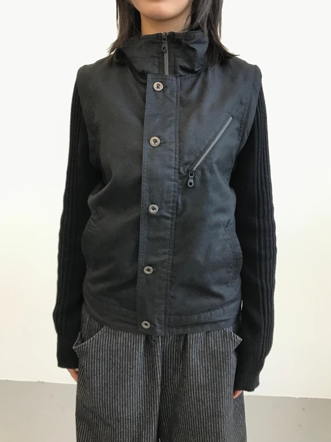 HIDEAWAYS Knit Sleeve Layered Jacket 상품이미지2