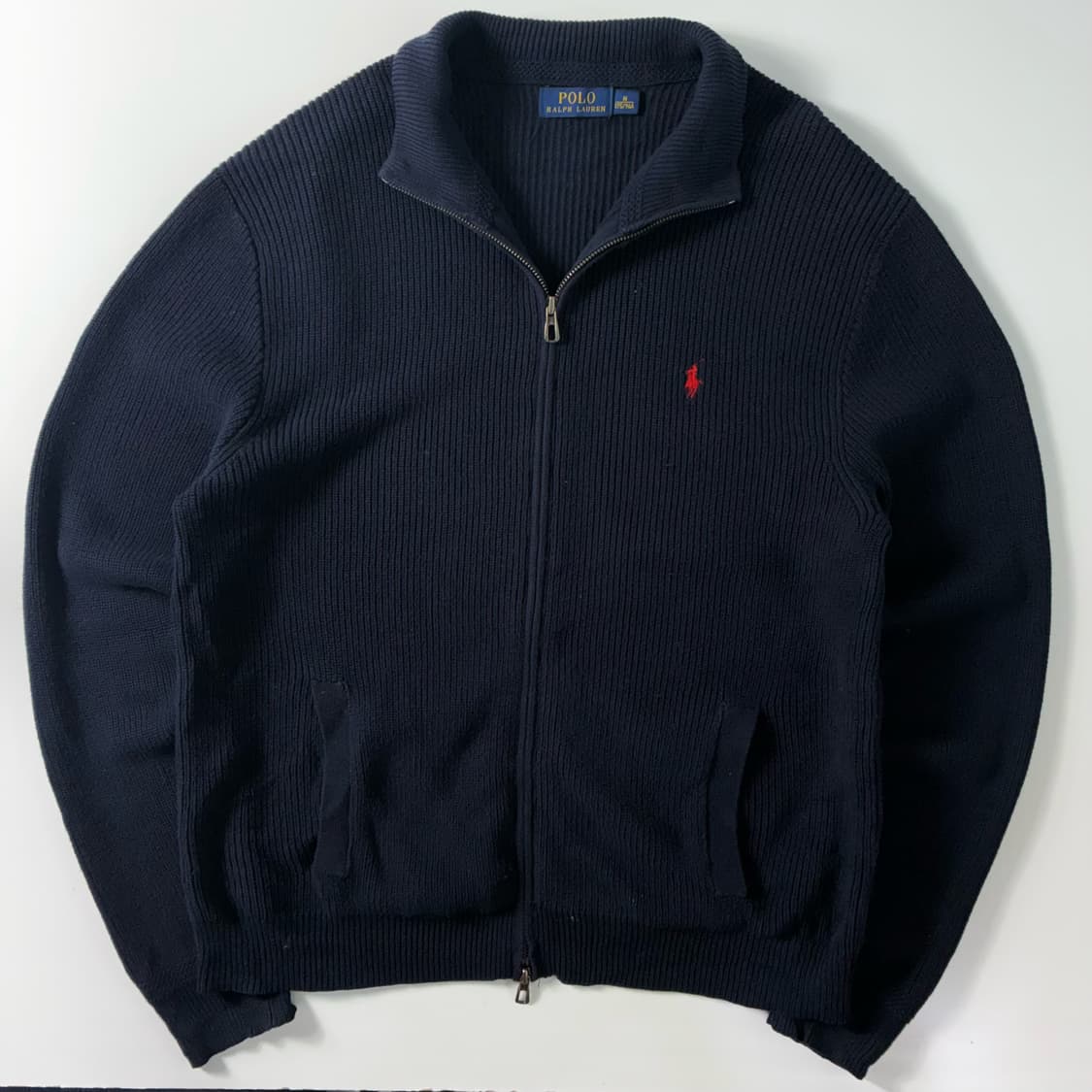 Polo  폴로 랄프로렌 자수 코튼 네이비 투웨이 니트 집업 상품이미지1