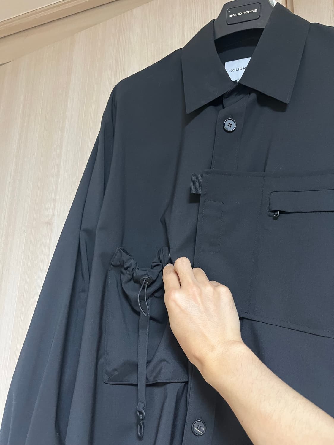 솔리드옴므 오버핏 포켓 울 셔츠 자켓  상품이미지2