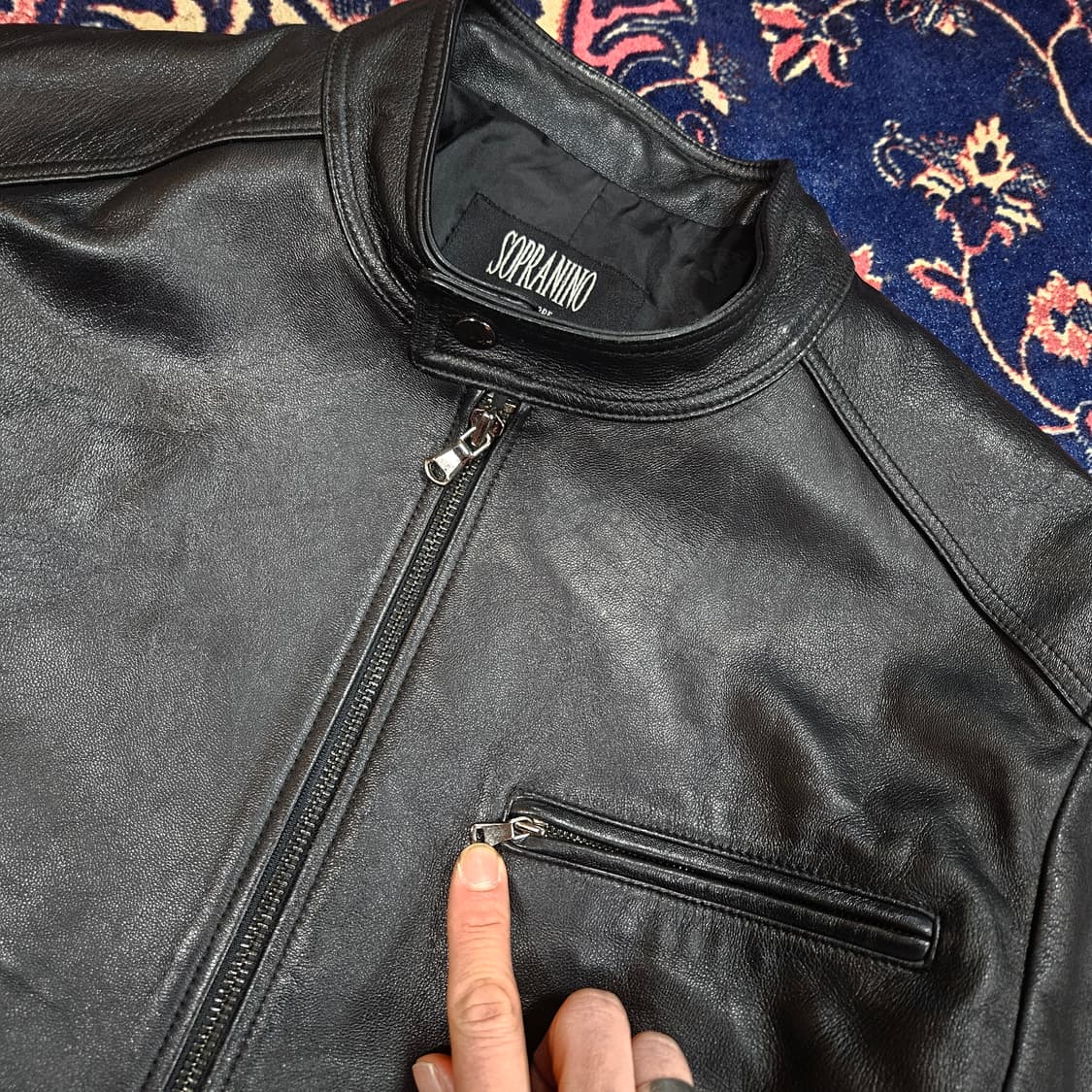 SOPRANINO 양가죽 베이직 버튼 카라넥 빈티지 자켓 100 상품이미지5