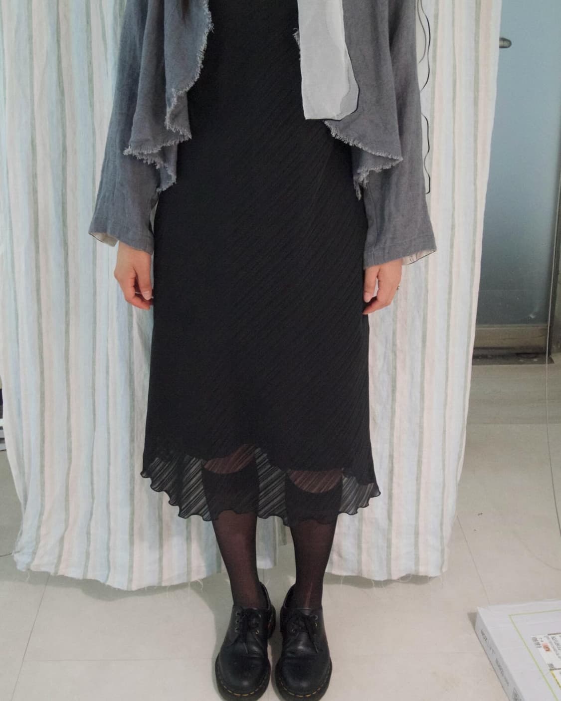 gray linen fringe jacket  상품이미지4