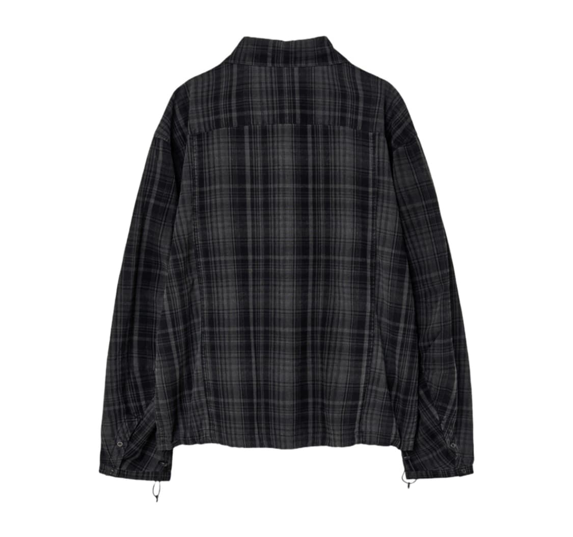 해칭룸 셔켓 롱 오버다이드 체크 차콜 상품이미지2