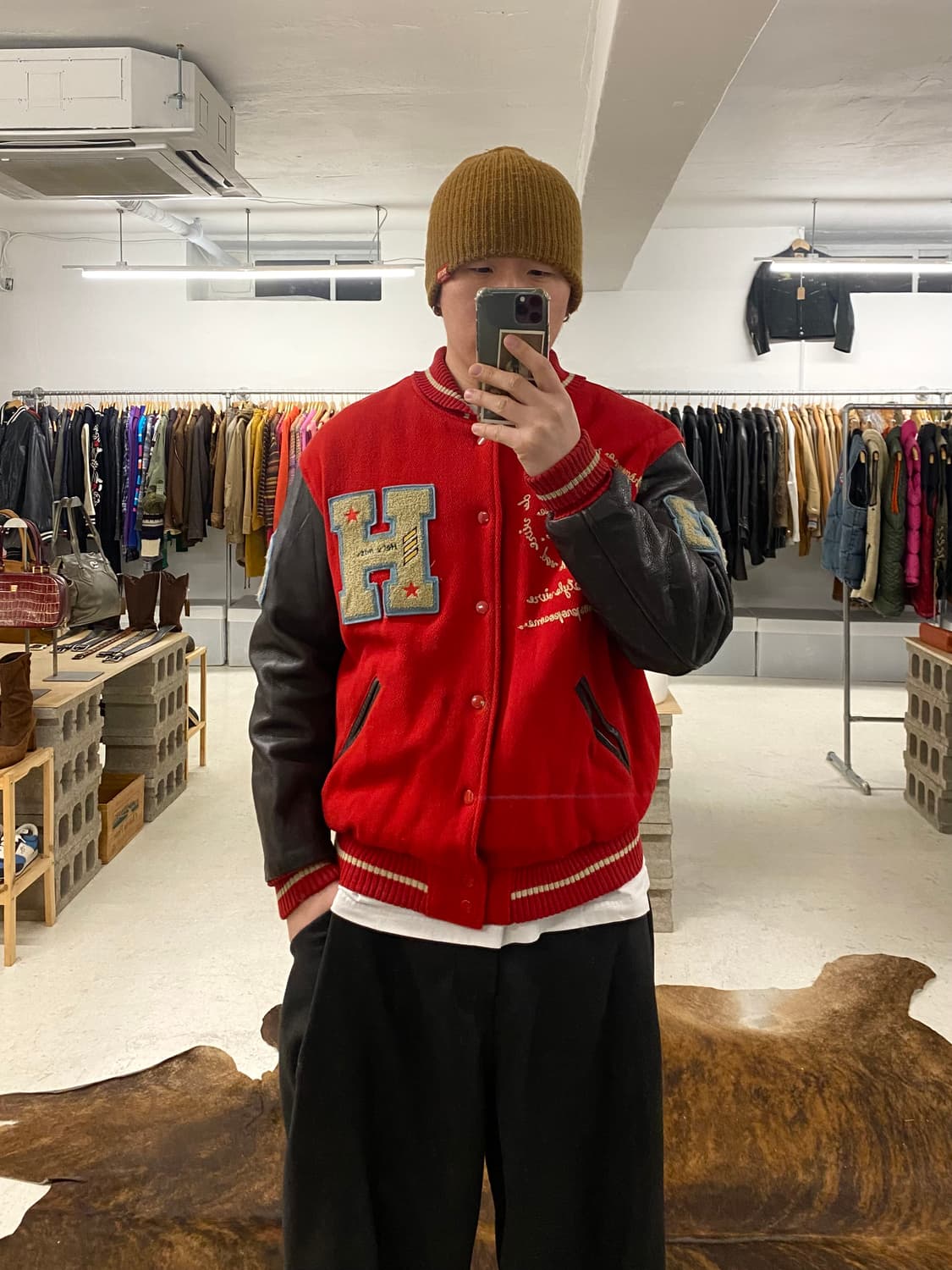 90's VTG leather varsity jacket 90년대 바시티 상품이미지8