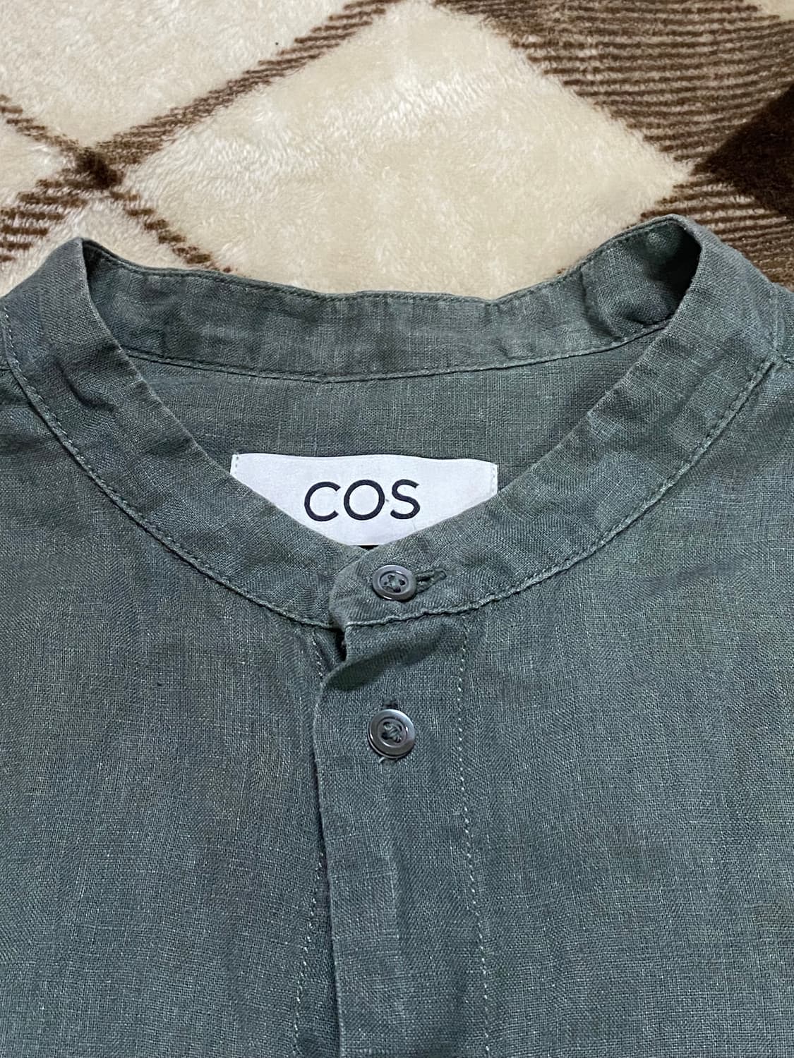 COS 코스 가먼트다잉 린넨 셔츠 카키 105 상품이미지2