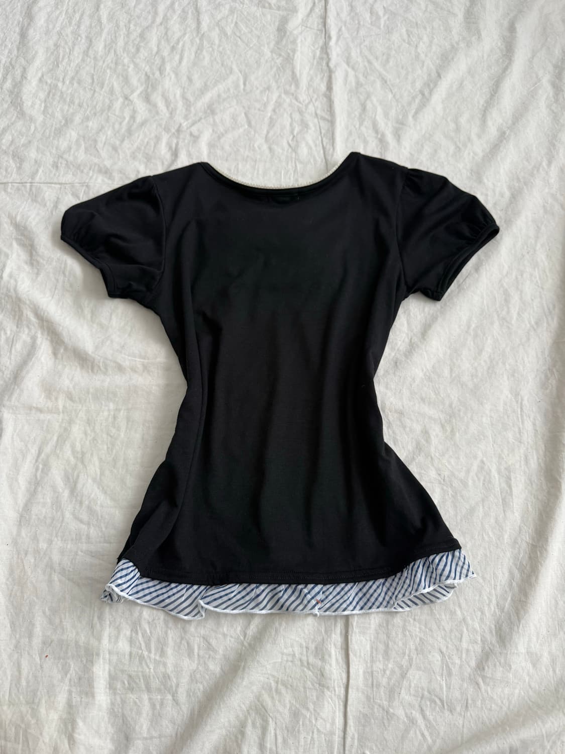 공겜여주 로걀 리본 블라우스 반팔 상품이미지4