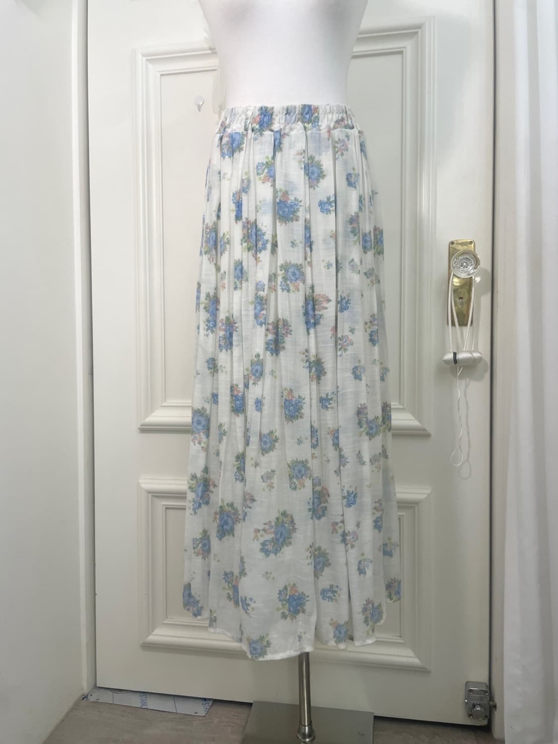 blue flower summer long banding skirt 상품이미지5