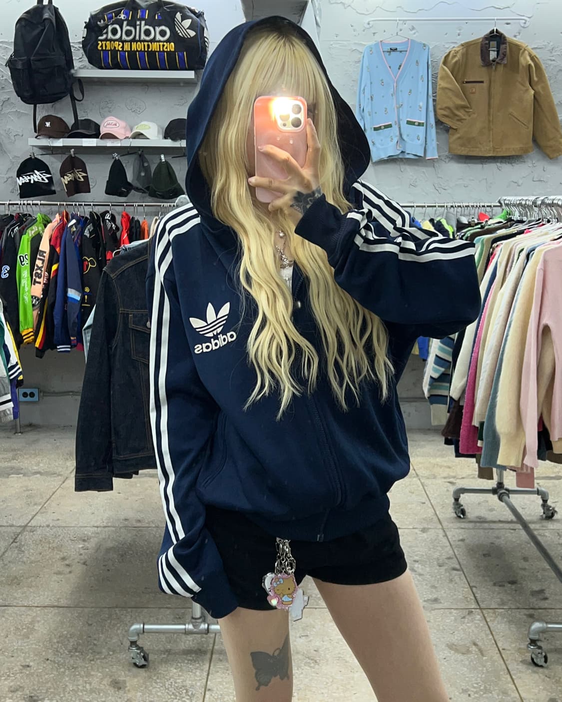 착샷O 아디다스 네이비 후드플락 져지 상품이미지5