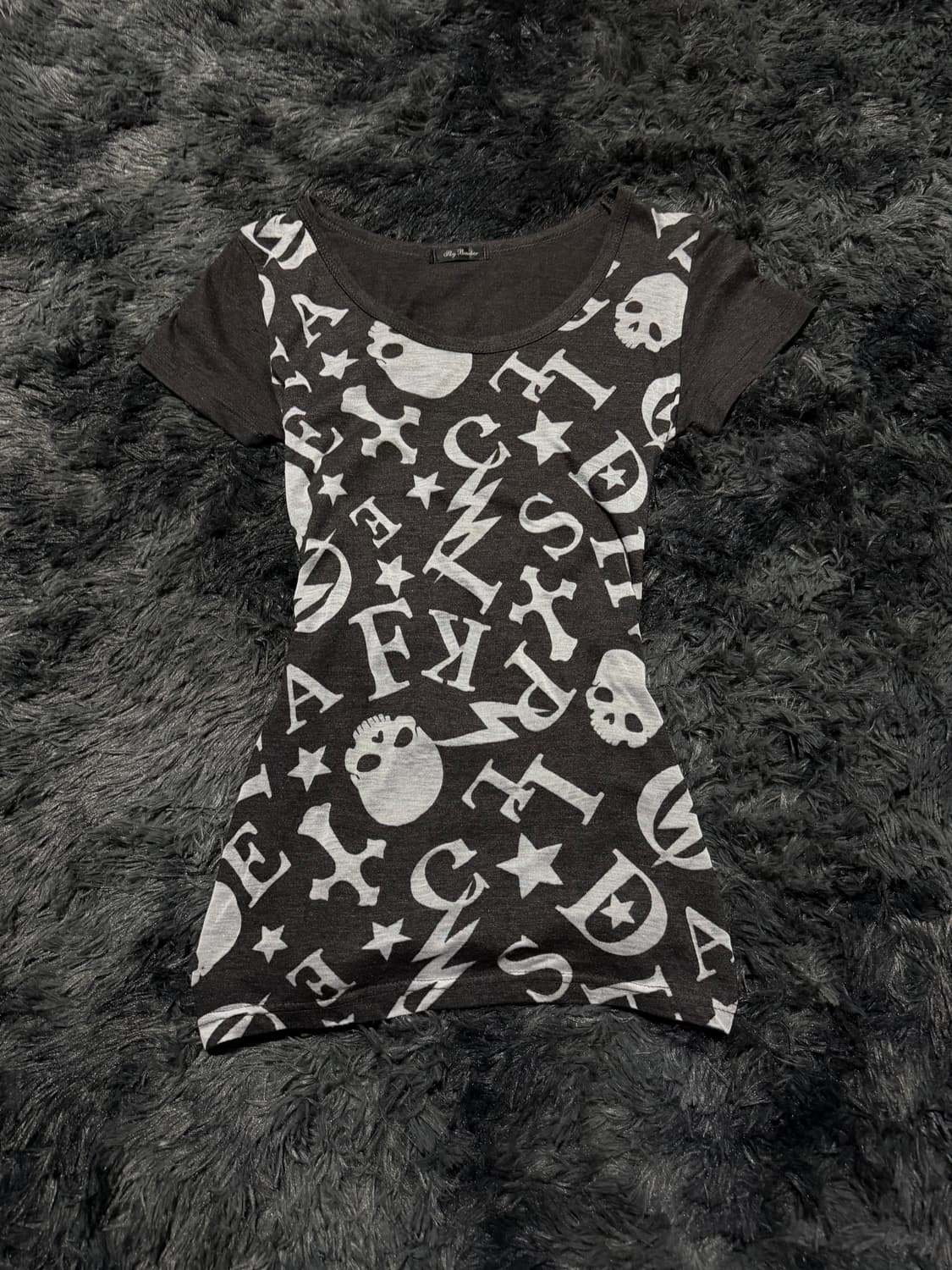 sky bomber 키치해골패턴 반팔 티셔츠 상품이미지1