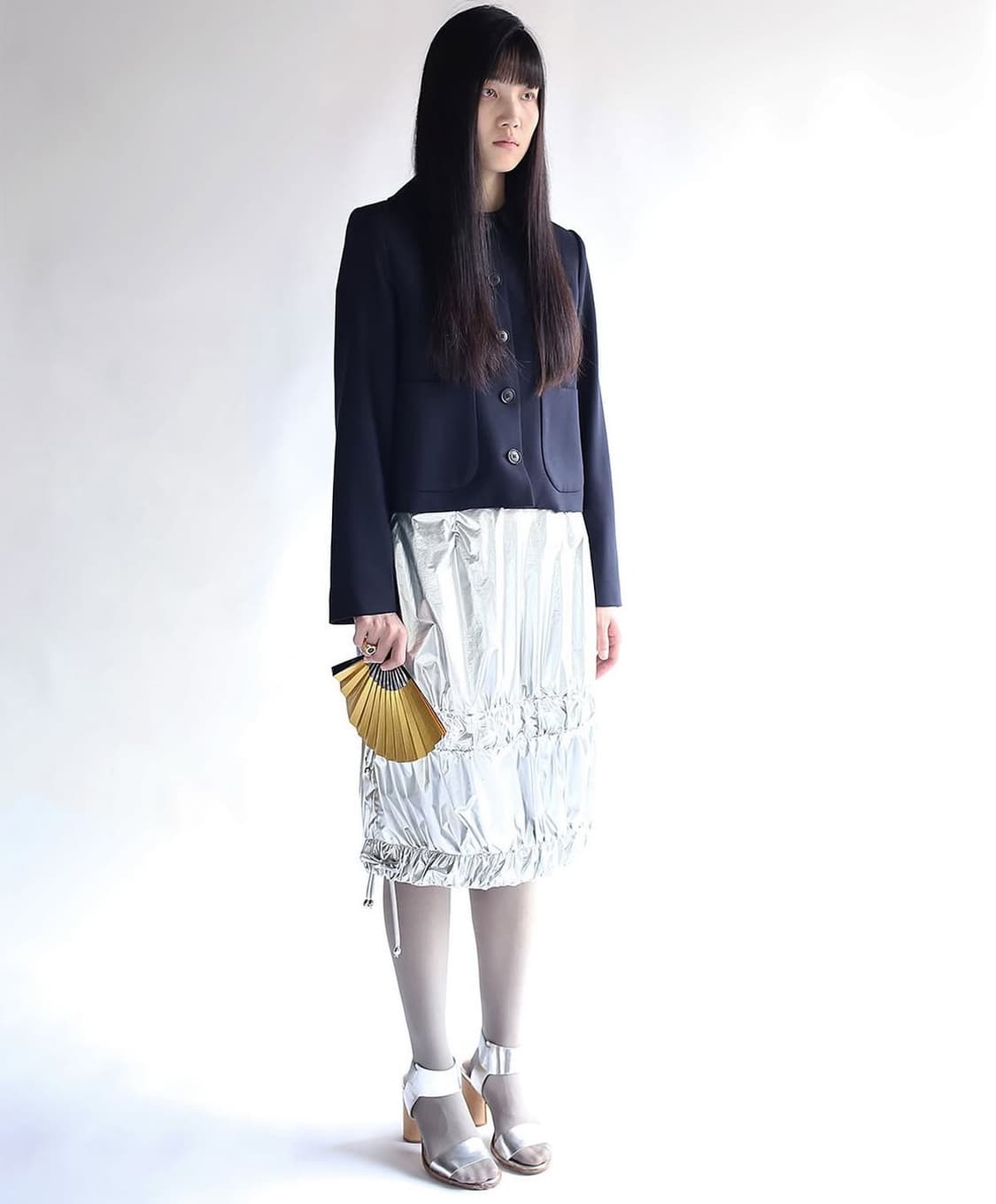 언노운블루 실버 스커트 상품이미지2