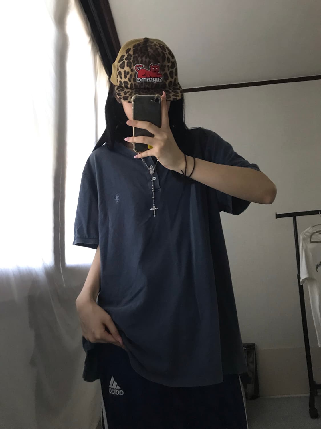 폴로 네이비 버튼 반팔티셔츠 상품이미지1