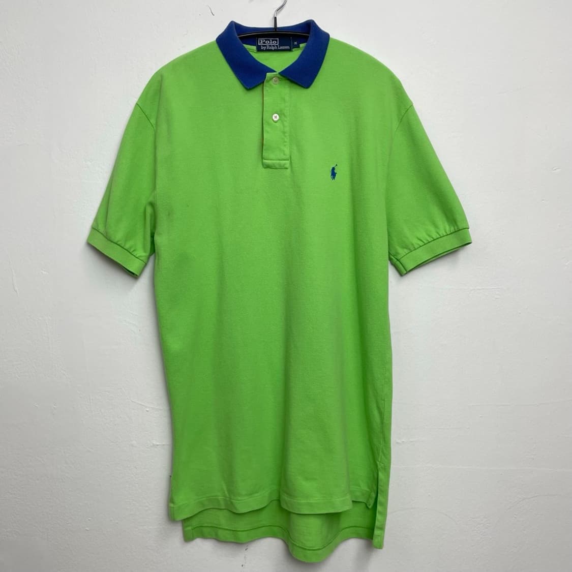 폴로 랄프로렌 라임그린 블루카라 클래식핏 반팔 카라티 M 상품이미지8
