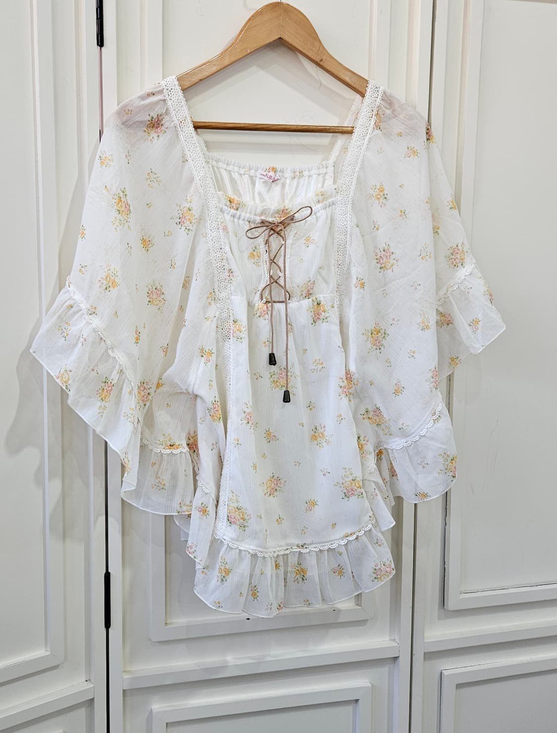 플라워 케이프 쉬폰 블라우스 상품이미지2